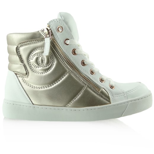 Sneakersy chanelki Y613-41A biało-złote