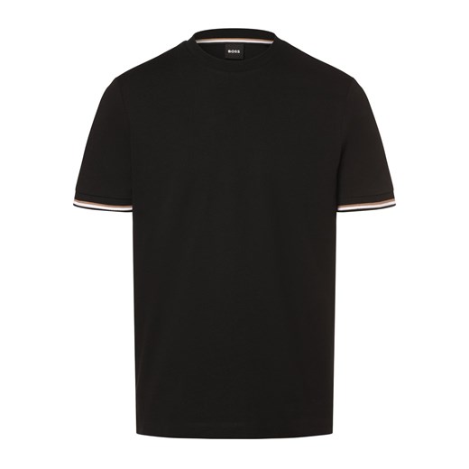 BOSS Koszulka męska - Thompson 04 Mężczyźni Bawełna czarny jednolity ze sklepu vangraaf w kategorii T-shirty męskie - zdjęcie 168727842