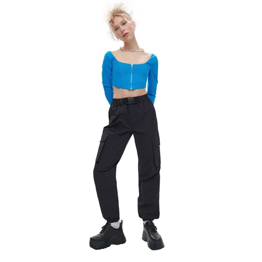 Cropp - Czarne joggery cargo - czarny Cropp 36 Cropp okazja