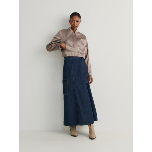 Reserved - Jeansowa spódnica maxi z kieszenią - granatowy ze sklepu Reserved w kategorii Spódnice - zdjęcie 168729290