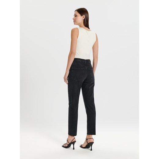 Sinsay - Jeansy mom - czarny Sinsay 36 Sinsay