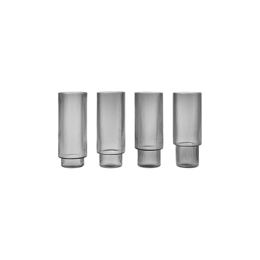 ferm LIVING zestaw szklanek do drinków Ripple Long Drink Glasses 4-pack ze sklepu ANSWEAR.com w kategorii Szklanki - zdjęcie 168740274