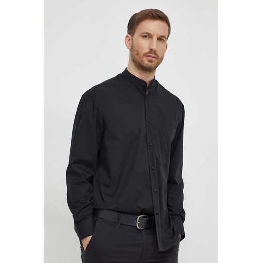 Calvin Klein koszula męska kolor czarny relaxed ze stójką ze sklepu ANSWEAR.com w kategorii Koszule męskie - zdjęcie 168740412