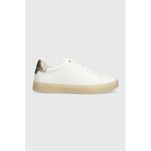 Calvin Klein sneakersy skórzane CUPSOLE LACE UP PEARL kolor biały HW0HW01897 ze sklepu ANSWEAR.com w kategorii Trampki damskie - zdjęcie 168740831