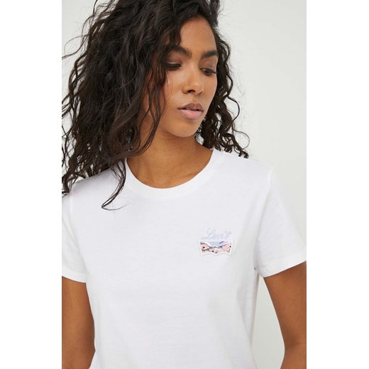 Levi&apos;s t-shirt bawełniany damski kolor beżowy ze sklepu ANSWEAR.com w kategorii Bluzki damskie - zdjęcie 168741104