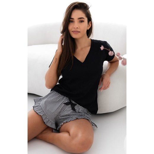 Bawełniana piżama damska Chiara, Kolor czarno-biały, Rozmiar S, SENSIS Sensis XL Intymna