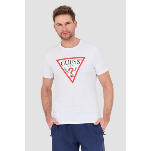 GUESS Biały t-shirt Original Logo Tee, Wybierz rozmiar XXL ze sklepu outfit.pl w kategorii T-shirty męskie - zdjęcie 168745392