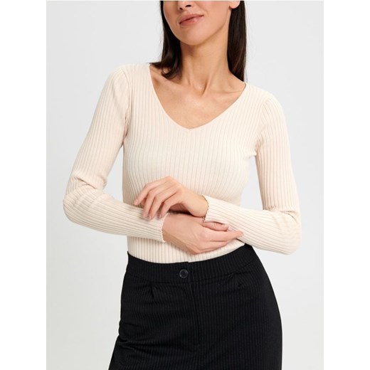 Sinsay - Sweter w prążki - kremowy ze sklepu Sinsay w kategorii Swetry damskie - zdjęcie 168750040