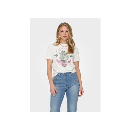 ONLY T-Shirt Lucy 15307412 Biały Regular Fit ze sklepu MODIVO w kategorii Bluzki damskie - zdjęcie 168758683