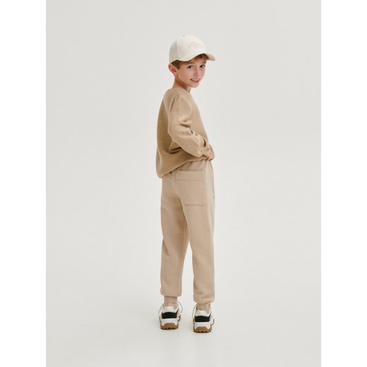 Reserved - Dresowe joggery z zamkami - beżowy ze sklepu Reserved w kategorii Spodnie chłopięce - zdjęcie 168758892