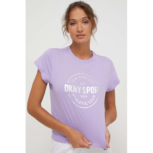 Bluzka damska DKNY bawełniana fioletowa letnia 
