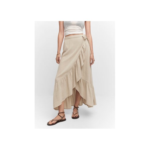 Mango Spódnica maxi Bambula 57040105 Beżowy Relaxed Fit Mango S wyprzedaż MODIVO