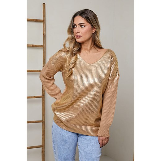 Plus Size Company Sweter &quot;Danno&quot; w kolorze karmelowo-złotym ze sklepu Limango Polska w kategorii Swetry damskie - zdjęcie 168763863