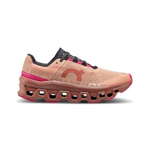 Buty sportowe damskie On Running dla biegaczy różowe wiosenne wiązane na płaskiej podeszwie 