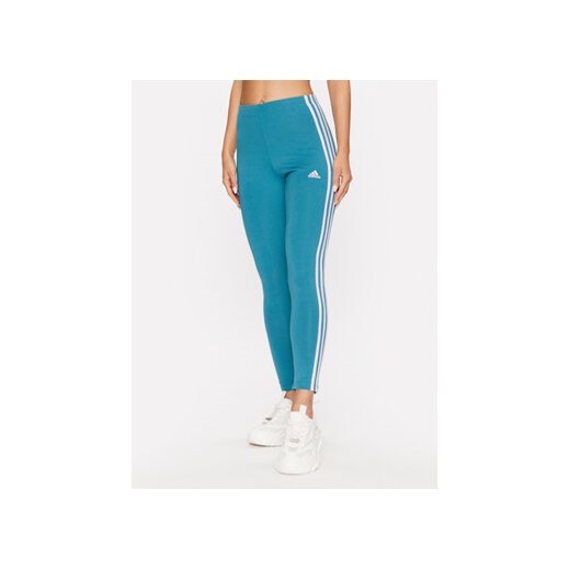 adidas Legginsy Essentials 3-Stripes High-Waisted Single Jersey Leggings IL3378 Turkusowy ze sklepu MODIVO w kategorii Spodnie damskie - zdjęcie 168766970