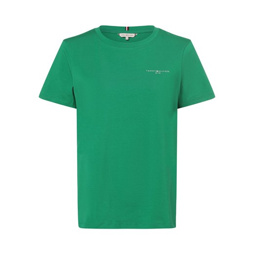 Tommy Hilfiger T-shirt damski Kobiety Bawełna zielony jednolity ze sklepu vangraaf w kategorii Bluzki damskie - zdjęcie 168772124