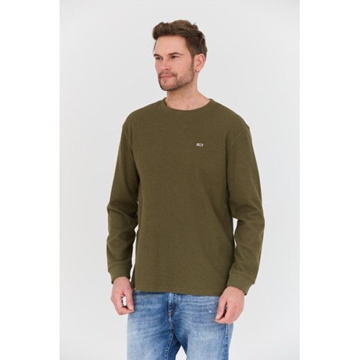 TOMMY JEANS Oliwkowy sweter, Wybierz rozmiar XL ze sklepu outfit.pl w kategorii Swetry męskie - zdjęcie 168772230
