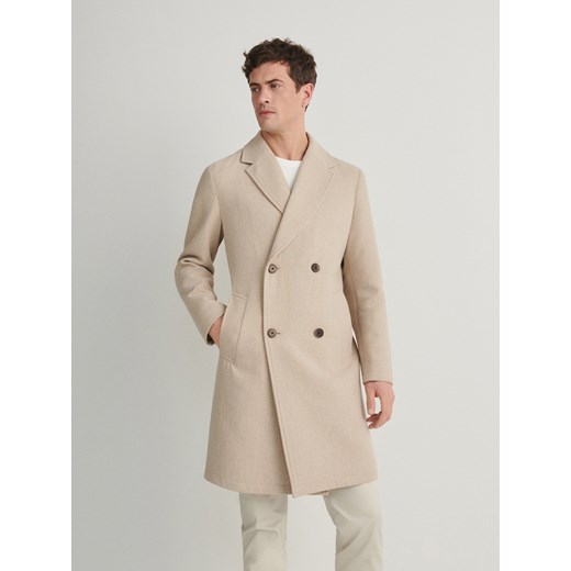 Reserved - Płaszcz z wełną - beżowy ze sklepu Reserved w kategorii Płaszcze męskie - zdjęcie 168774014