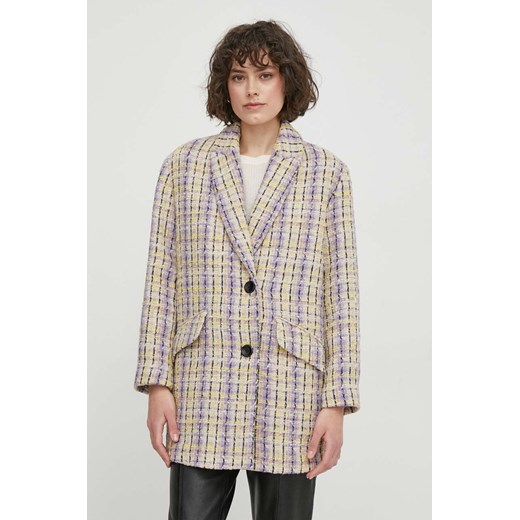 Sisley płaszcz z domieszką wełny kolor beżowy przejściowy ze sklepu ANSWEAR.com w kategorii Płaszcze damskie - zdjęcie 168774941