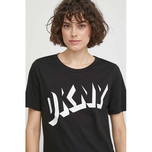 Dkny t-shirt bawełniany damski kolor czarny D2A4A0AT ze sklepu ANSWEAR.com w kategorii Bluzki damskie - zdjęcie 168775430