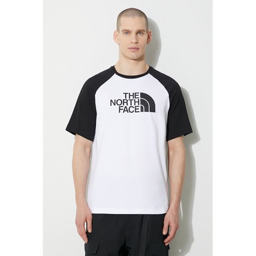 The North Face t-shirt bawełniany M S/S Raglan Easy Tee męski kolor biały z nadrukiem NF0A87N7FN41 ze sklepu ANSWEAR.com w kategorii T-shirty męskie - zdjęcie 168775643