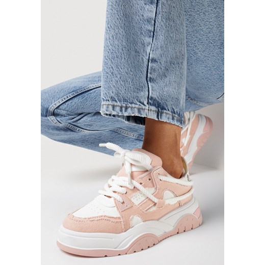 Różowe Sneakersy na Grubej Podeszwie z Przeszyciami Zirila ze sklepu born2be.pl w kategorii Buty sportowe damskie - zdjęcie 168775862