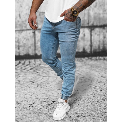Spodnie jeansowe joggery męskie jasno-niebieskie OZONEE NB/MP0272BC ze sklepu ozonee.pl w kategorii Jeansy męskie - zdjęcie 168776164