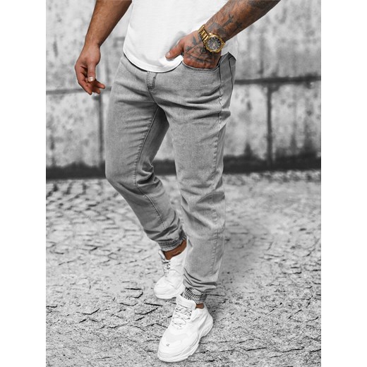 Spodnie jeansowe joggery męskie szare OZONEE NB/MP0272GC ze sklepu ozonee.pl w kategorii Jeansy męskie - zdjęcie 168776170