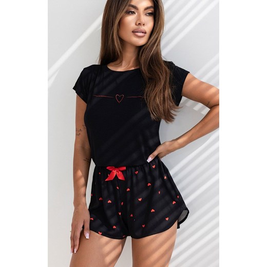 Piżama damska czarna Love Whipster, Kolor czarny, Rozmiar XL, SENSIS ze sklepu Intymna w kategorii Piżamy damskie - zdjęcie 168776203