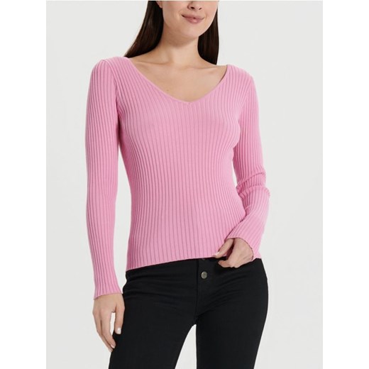 Sinsay - Sweter w prążki - różowy ze sklepu Sinsay w kategorii Swetry damskie - zdjęcie 168777850