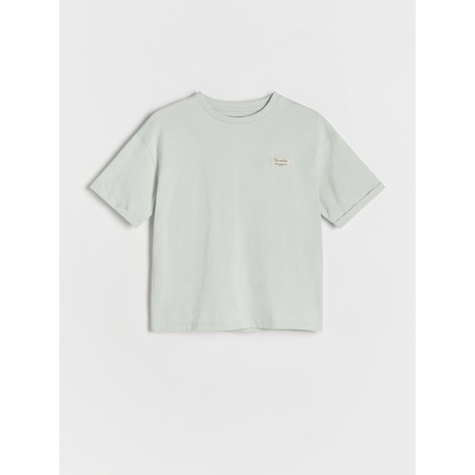 Reserved - T-shirt oversize z naszywką - jasnoszary ze sklepu Reserved w kategorii T-shirty chłopięce - zdjęcie 168782644