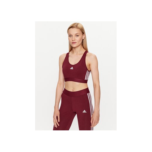 adidas Bluzka Essentials 3-Stripes Crop Top With Removable Pads IK8320 Czerwony ze sklepu MODIVO w kategorii Biustonosze - zdjęcie 168787781