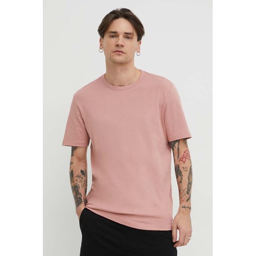 HUGO t-shirt bawełniany męski kolor różowy gładki 50480434 ze sklepu ANSWEAR.com w kategorii T-shirty męskie - zdjęcie 168789822