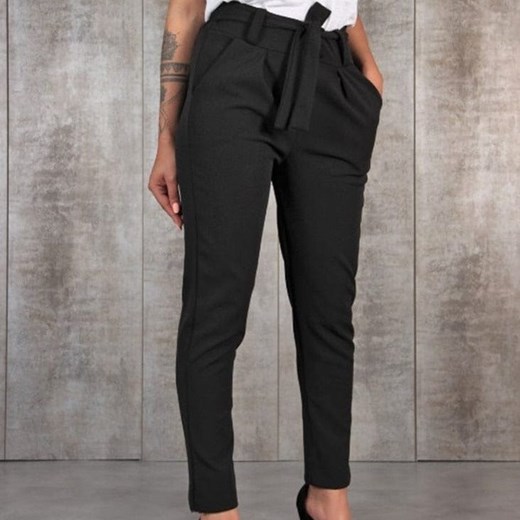 Spodnie Z Wysokim Stanem I Wiązaniem ze sklepu ParinePL w kategorii Spodnie damskie - zdjęcie 168795100