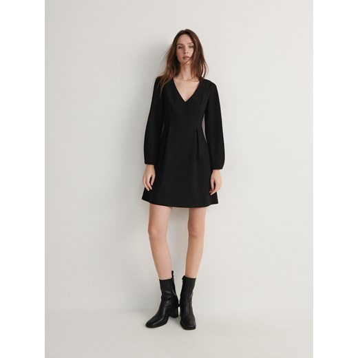 Reserved - Sukienka z ozdobnymi kontrafałdami - czarny ze sklepu Reserved w kategorii Sukienki - zdjęcie 168796883