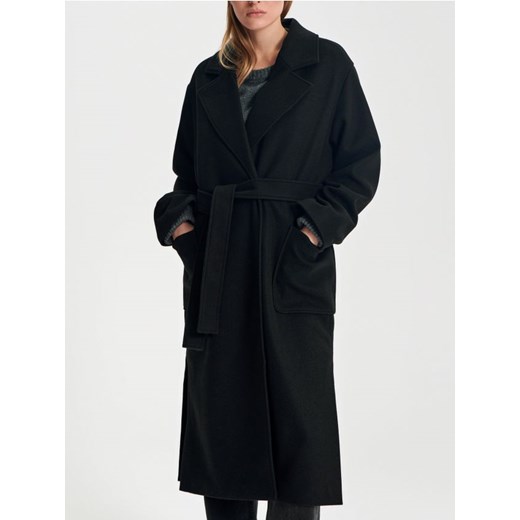Sinsay - Płaszcz z paskiem - czarny ze sklepu Sinsay w kategorii Płaszcze damskie - zdjęcie 168798501