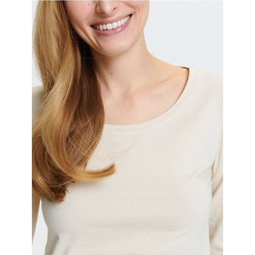 Sinsay - Koszulka z długimi rękawami - kremowy ze sklepu Sinsay w kategorii Bluzki damskie - zdjęcie 168798510