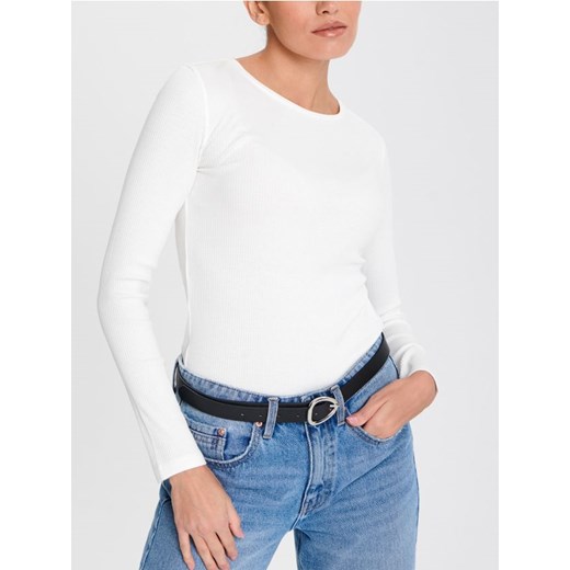 Sinsay - Koszulka z długimi rękawami - kremowy ze sklepu Sinsay w kategorii Bluzki damskie - zdjęcie 168798521