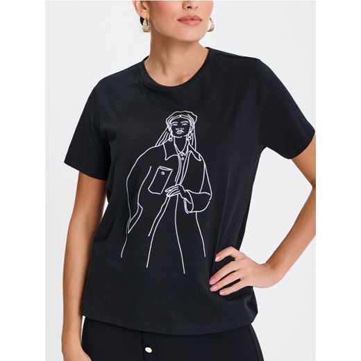Sinsay - Koszulka z nadrukiem - czarny ze sklepu Sinsay w kategorii Bluzki damskie - zdjęcie 168798713