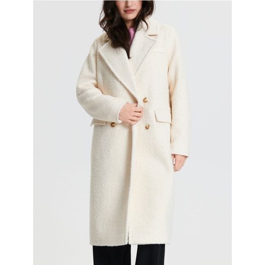 Sinsay - Płaszcz dwurzędowy - kremowy ze sklepu Sinsay w kategorii Płaszcze damskie - zdjęcie 168798770