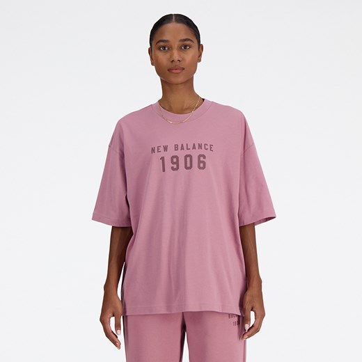 Koszulka damska New Balance WT41519RSE – różowa ze sklepu New Balance Poland w kategorii Bluzki damskie - zdjęcie 168812211