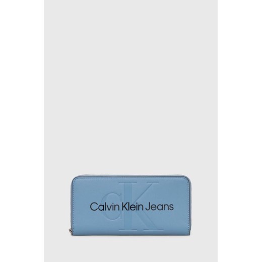 Calvin Klein Jeans portfel damski kolor niebieski ze sklepu ANSWEAR.com w kategorii Portfele damskie - zdjęcie 168812671