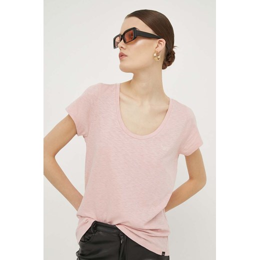 Superdry t-shirt damski kolor różowy ze sklepu ANSWEAR.com w kategorii Bluzki damskie - zdjęcie 168813340