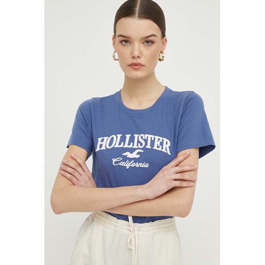 Bluzka damska Hollister Co. niebieska z okrągłym dekoltem 