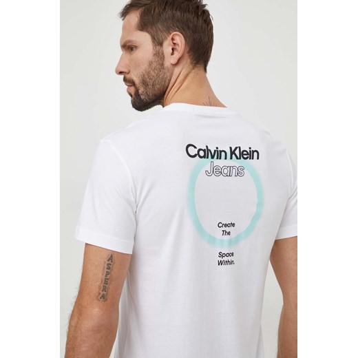 Calvin Klein Jeans t-shirt bawełniany męski kolor biały z nadrukiem ze sklepu ANSWEAR.com w kategorii T-shirty męskie - zdjęcie 168813552