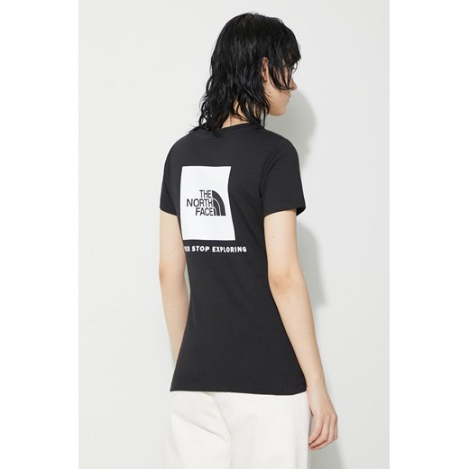 The North Face t-shirt bawełniany W S/S Redbox Slim Tee damski kolor czarny NF0A87NMJK31 ze sklepu PRM w kategorii Bluzki damskie - zdjęcie 168814494