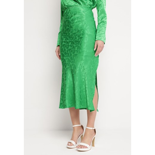 Zielona Elegancka Spódnica Midi z Gumką w Pasie Falire ze sklepu Born2be Odzież w kategorii Spódnice - zdjęcie 168815870