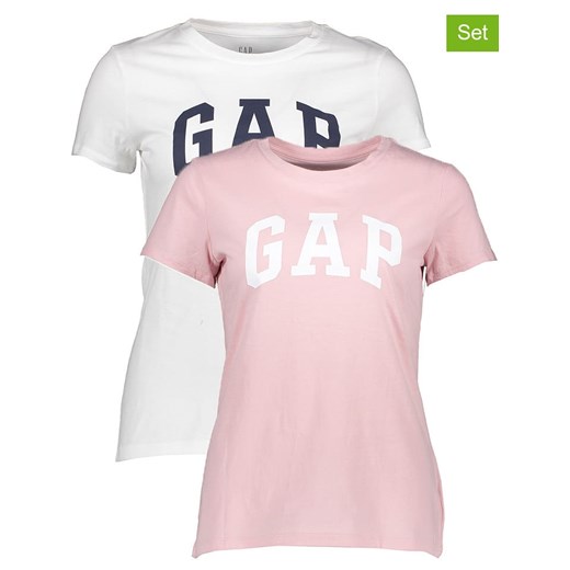 GAP Koszulki (2 szt.) w kolorze białym i jasnoróżowym Gap L okazyjna cena Limango Polska
