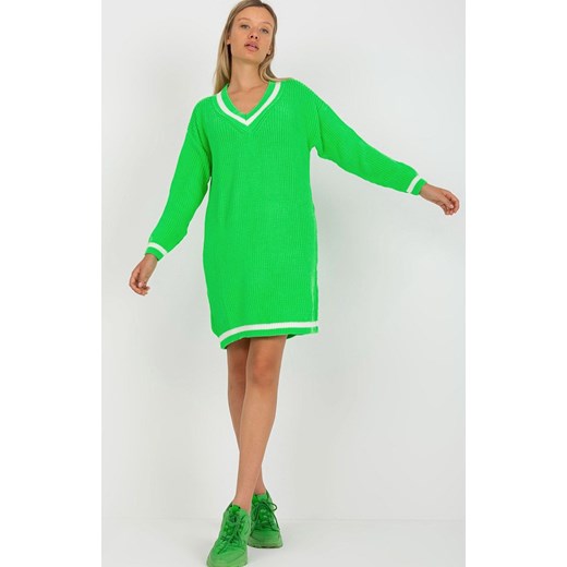 Zielona sukienka dzianinowa mini LC-SW-8023.55P, Kolor zielony, Rozmiar one size Primodo.com one size Primodo
