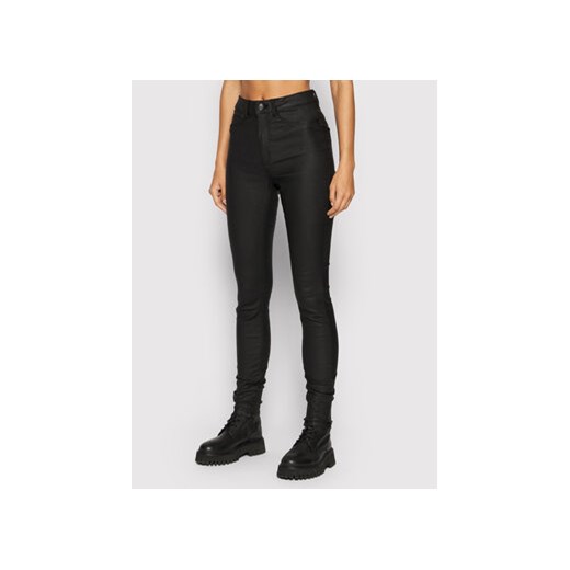 Noisy May Spodnie z imitacji skóry Callie 27012746 Czarny Slim Fit ze sklepu MODIVO w kategorii Spodnie damskie - zdjęcie 168827493